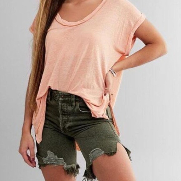 We The Free People Womens Caroline 26 Shorts Cutoff Distressed Denim Olive Green - Picture 9 of 9
